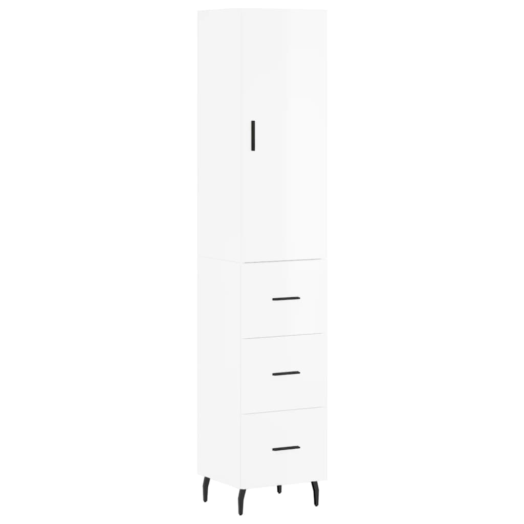 Buffet haut Blanc brillant 34,5x34x180 cm Bois d'ingénierie Buffets & bahuts vidaXL