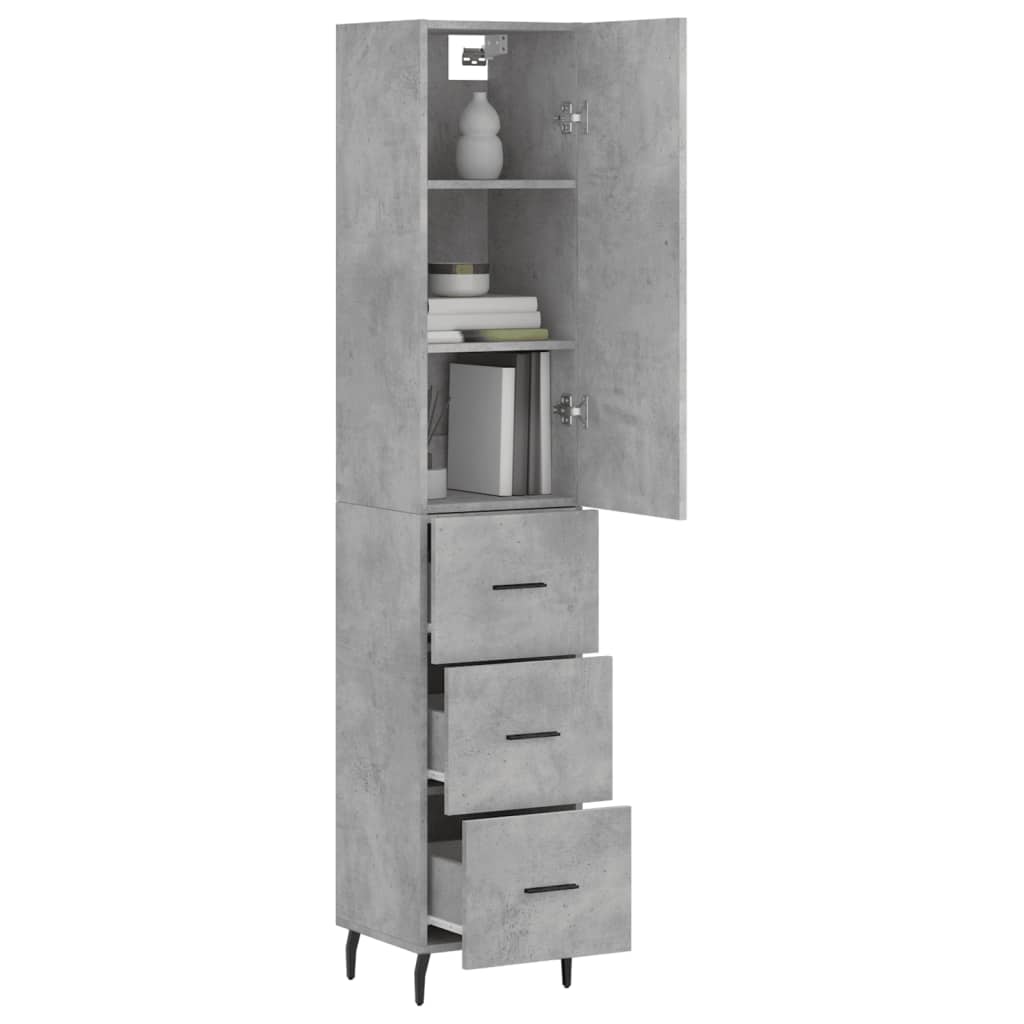 Buffet haut Gris béton 34,5x34x180 cm Bois d'ingénierie - XIOS