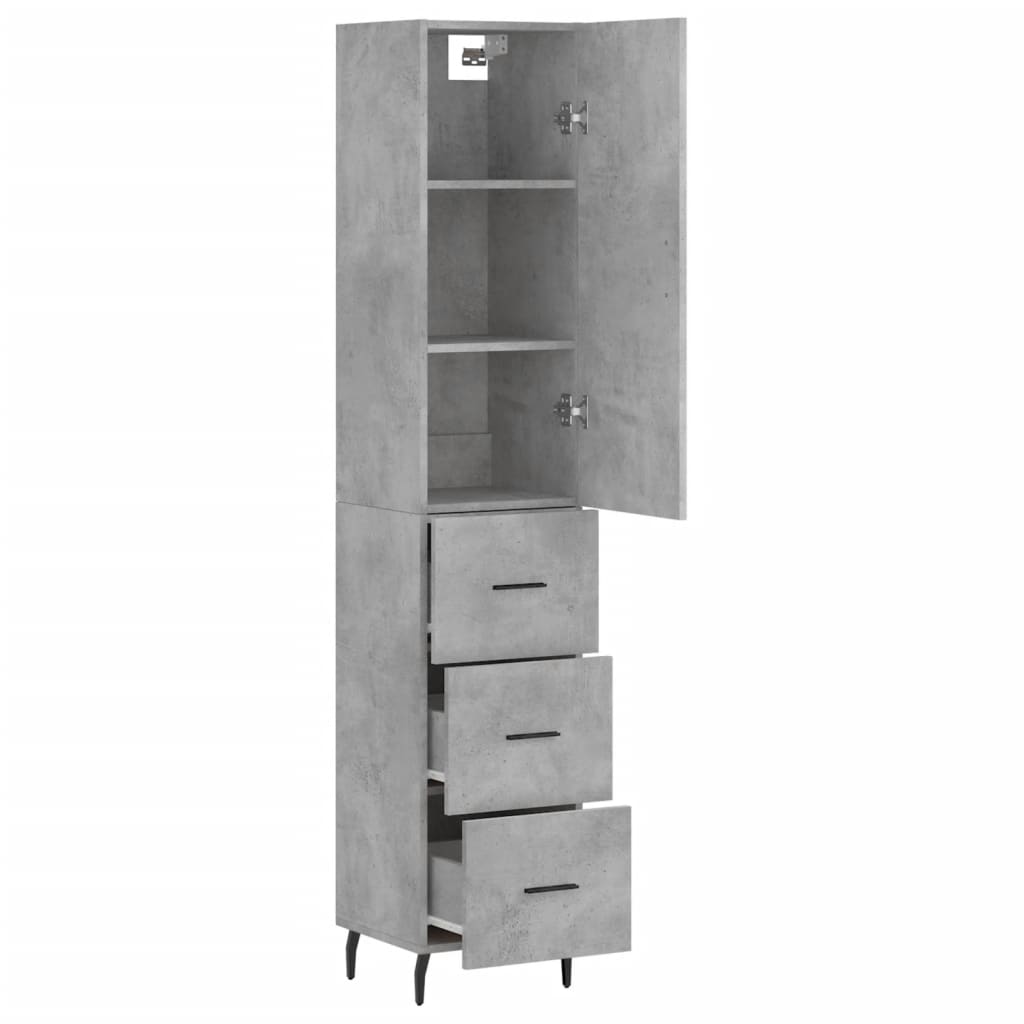 Buffet haut Gris béton 34,5x34x180 cm Bois d'ingénierie - XIOS