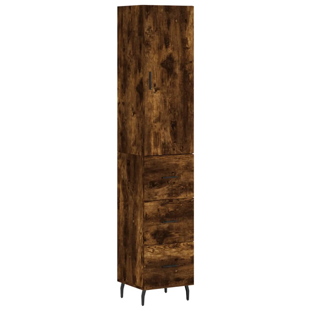 Buffet haut Chêne fumé 34,5x34x180 cm Bois d'ingénierie - XIOS