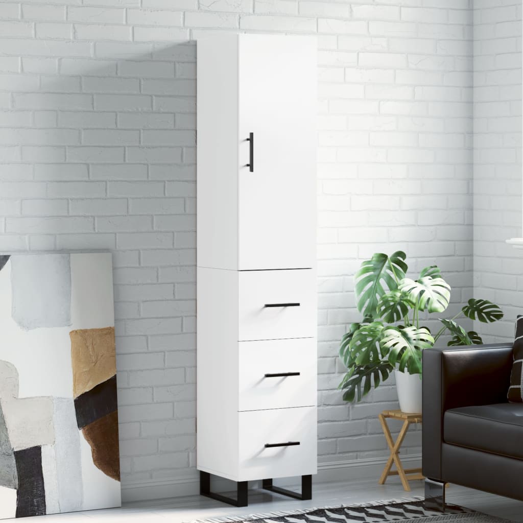 Buffet haut Blanc 34,5x34x180 cm Bois d'ingénierie - XIOS