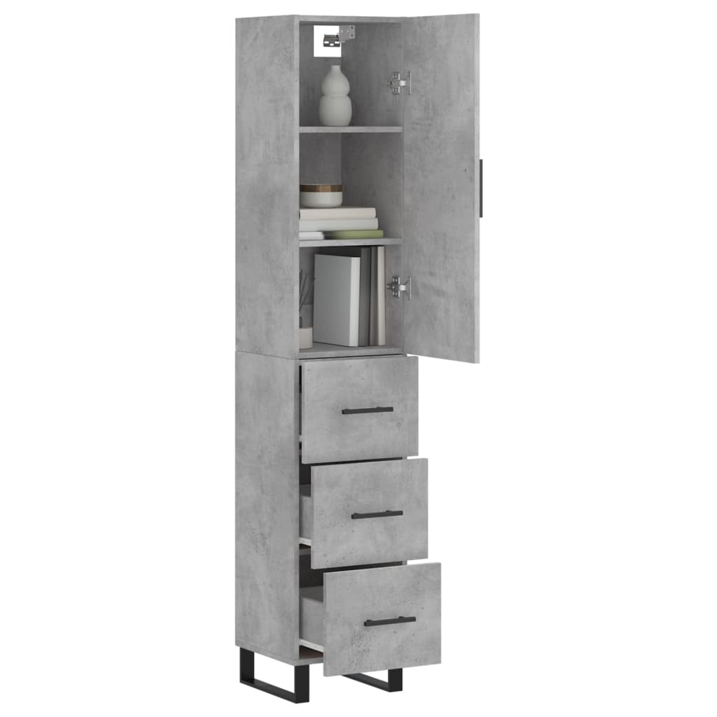 Buffet haut Gris béton 34,5x34x180 cm Bois d'ingénierie - XIOS