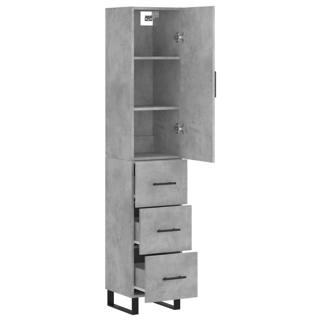 Buffet haut Gris béton 34,5x34x180 cm Bois d'ingénierie - XIOS
