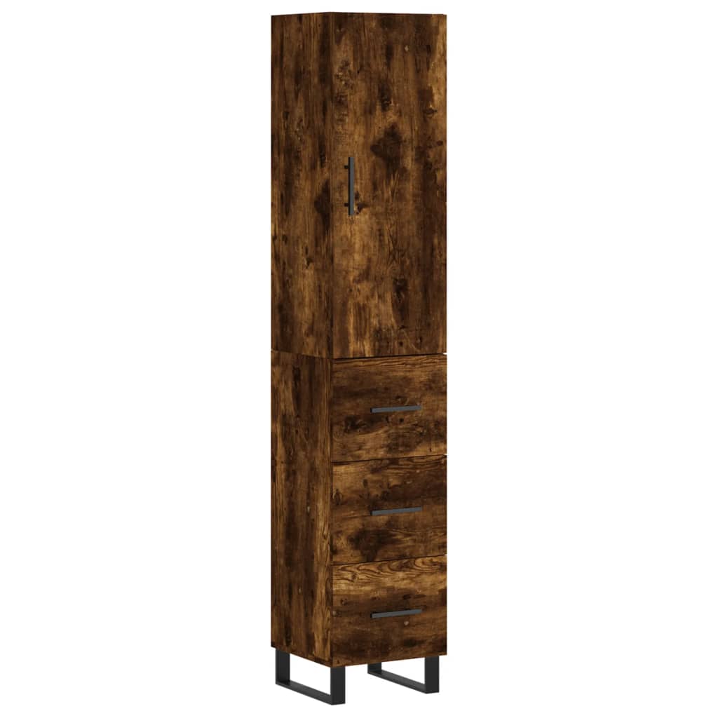 Buffet haut Chêne fumé 34,5x34x180 cm Bois d'ingénierie - XIOS