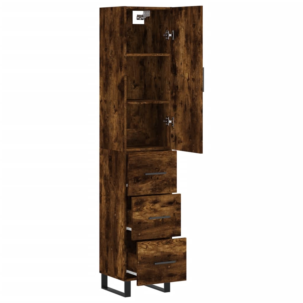 Buffet haut Chêne fumé 34,5x34x180 cm Bois d'ingénierie - XIOS