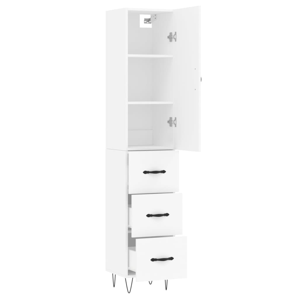 Buffet haut Blanc 34,5x34x180 cm Bois d'ingénierie - XIOS
