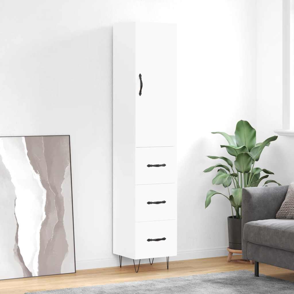 Buffet haut Blanc 34,5x34x180 cm Bois d'ingénierie - XIOS