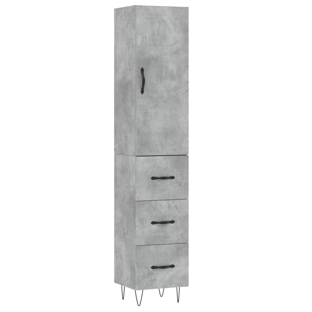 Buffet haut Gris béton 34,5x34x180 cm Bois d'ingénierie - XIOS