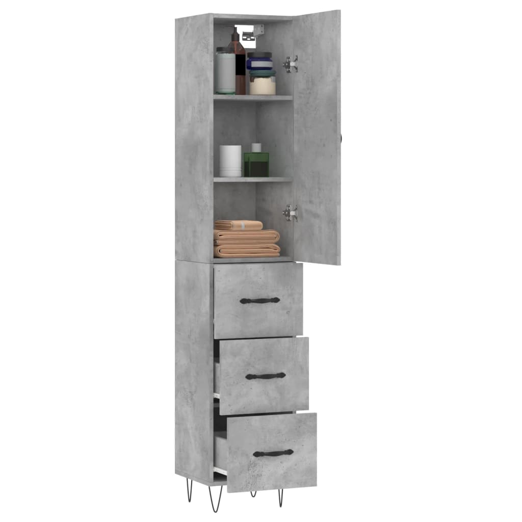Buffet haut Gris béton 34,5x34x180 cm Bois d'ingénierie - XIOS