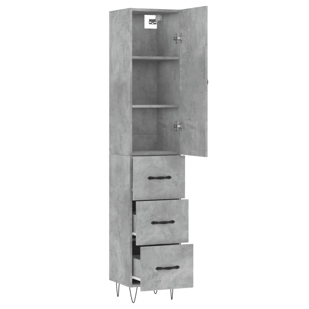 Buffet haut Gris béton 34,5x34x180 cm Bois d'ingénierie - XIOS