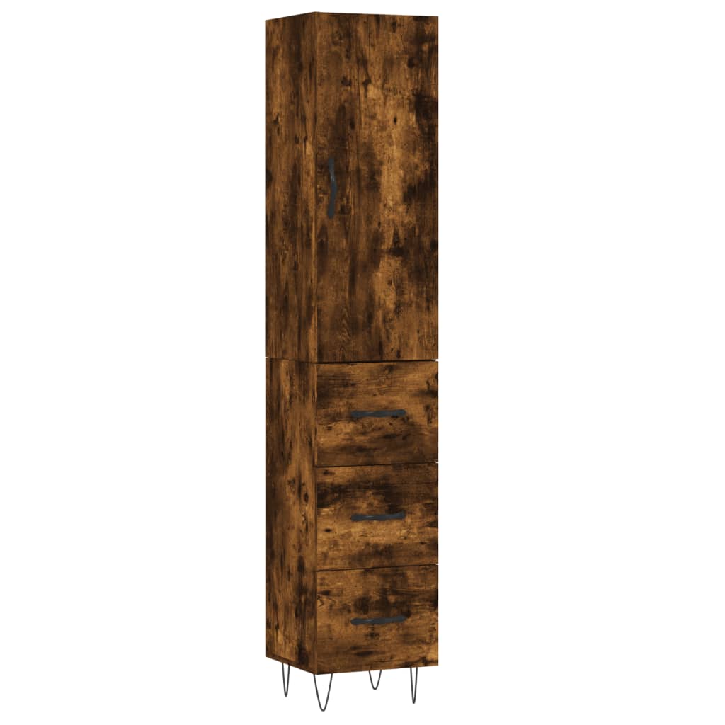 Buffet haut Chêne fumé 34,5x34x180 cm Bois d'ingénierie - XIOS