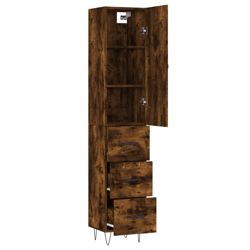 Buffet haut Chêne fumé 34,5x34x180 cm Bois d'ingénierie - XIOS