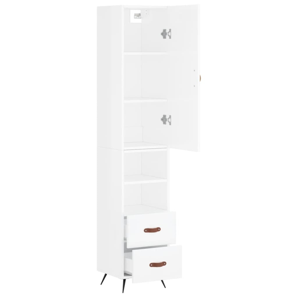 Buffet haut Blanc brillant 34,5x34x180 cm Bois d'ingénierie - XIOS