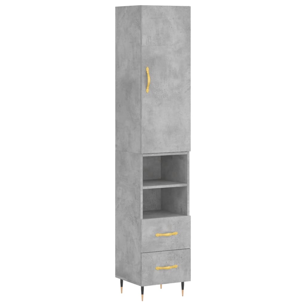 Buffet haut Gris béton 34,5x34x180 cm Bois d'ingénierie - XIOS