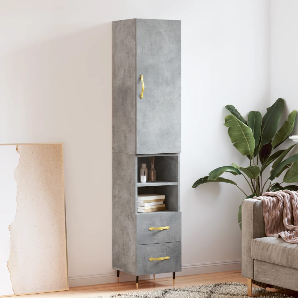 Buffet haut Gris béton 34,5x34x180 cm Bois d'ingénierie - XIOS