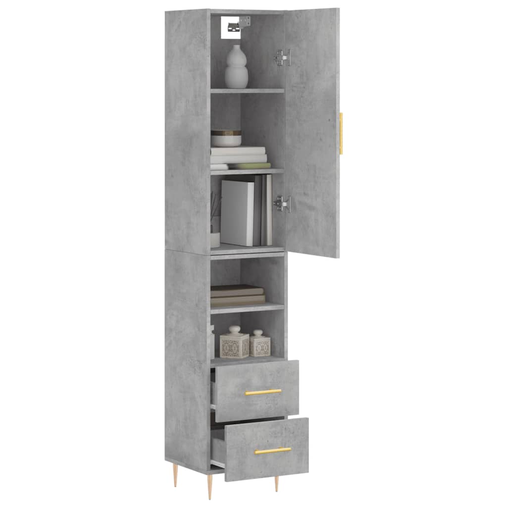 Buffet haut Gris béton 34,5x34x180 cm Bois d'ingénierie - XIOS