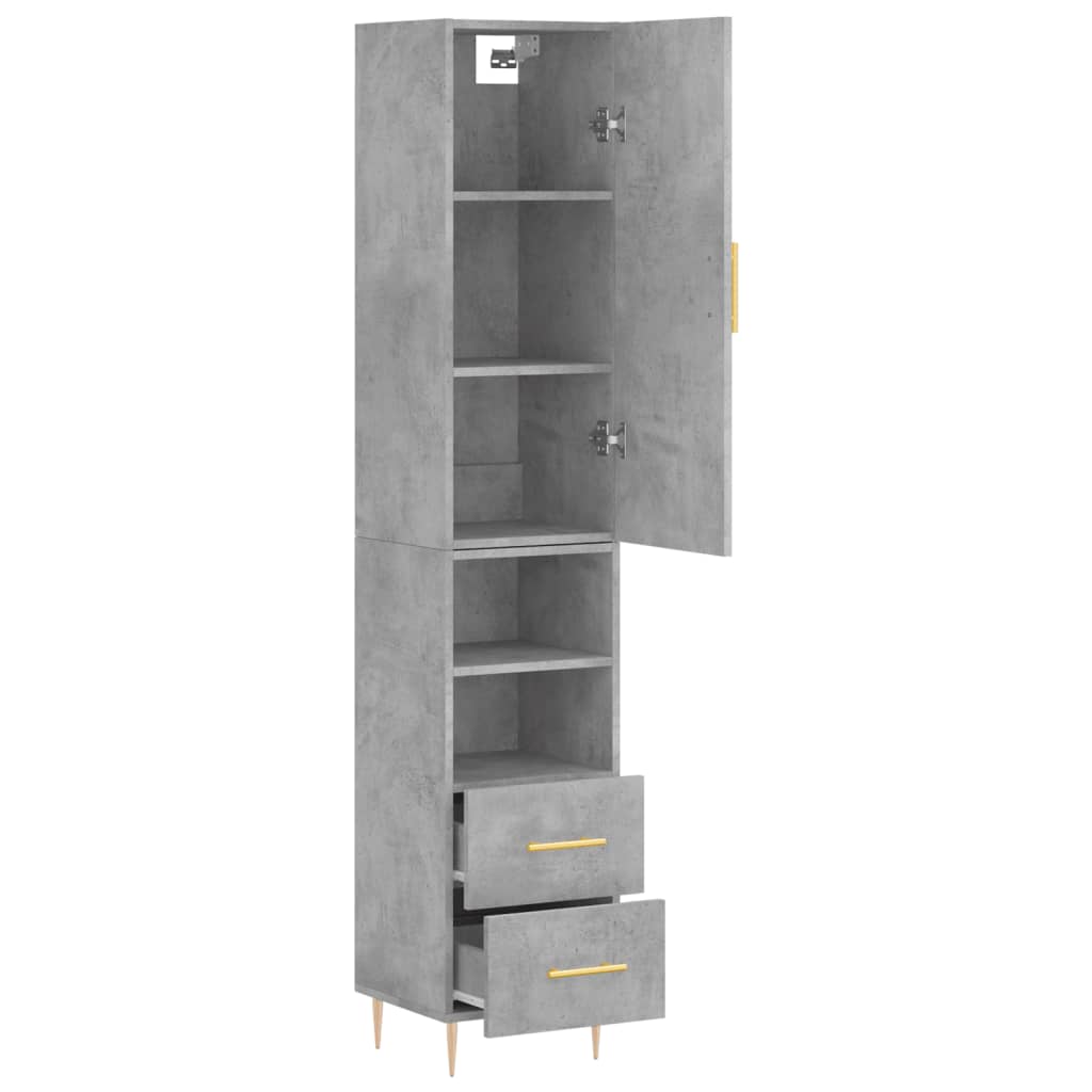 Buffet haut Gris béton 34,5x34x180 cm Bois d'ingénierie - XIOS