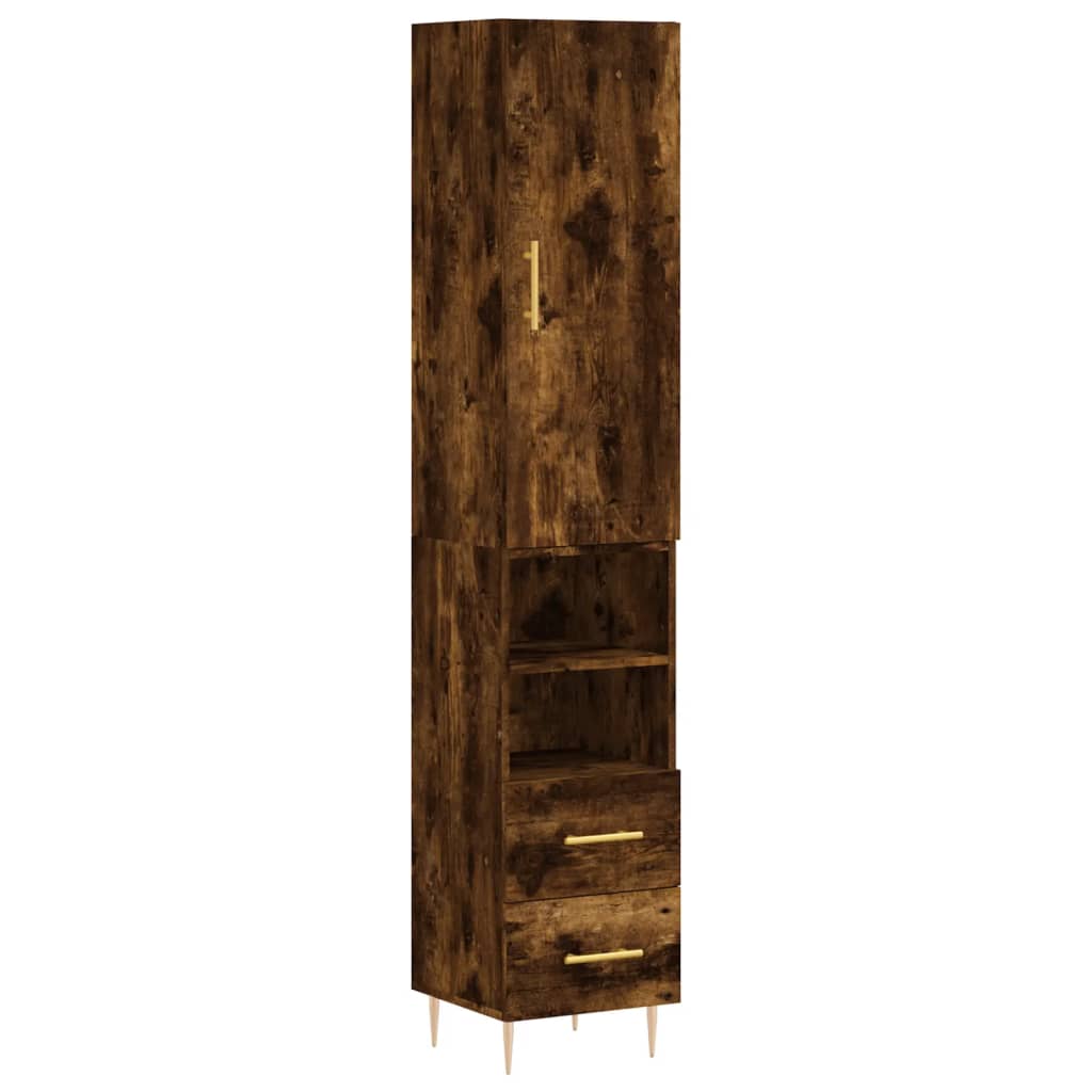 Buffet haut Chêne fumé 34,5x34x180 cm Bois d'ingénierie - XIOS