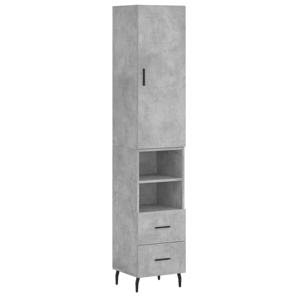 Buffet haut Gris béton 34,5x34x180 cm Bois d'ingénierie - XIOS