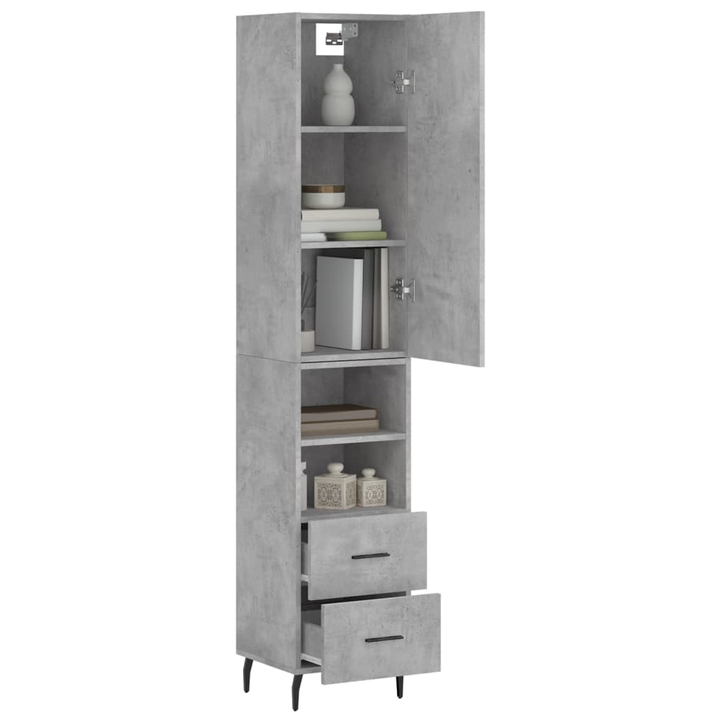 Buffet haut Gris béton 34,5x34x180 cm Bois d'ingénierie - XIOS