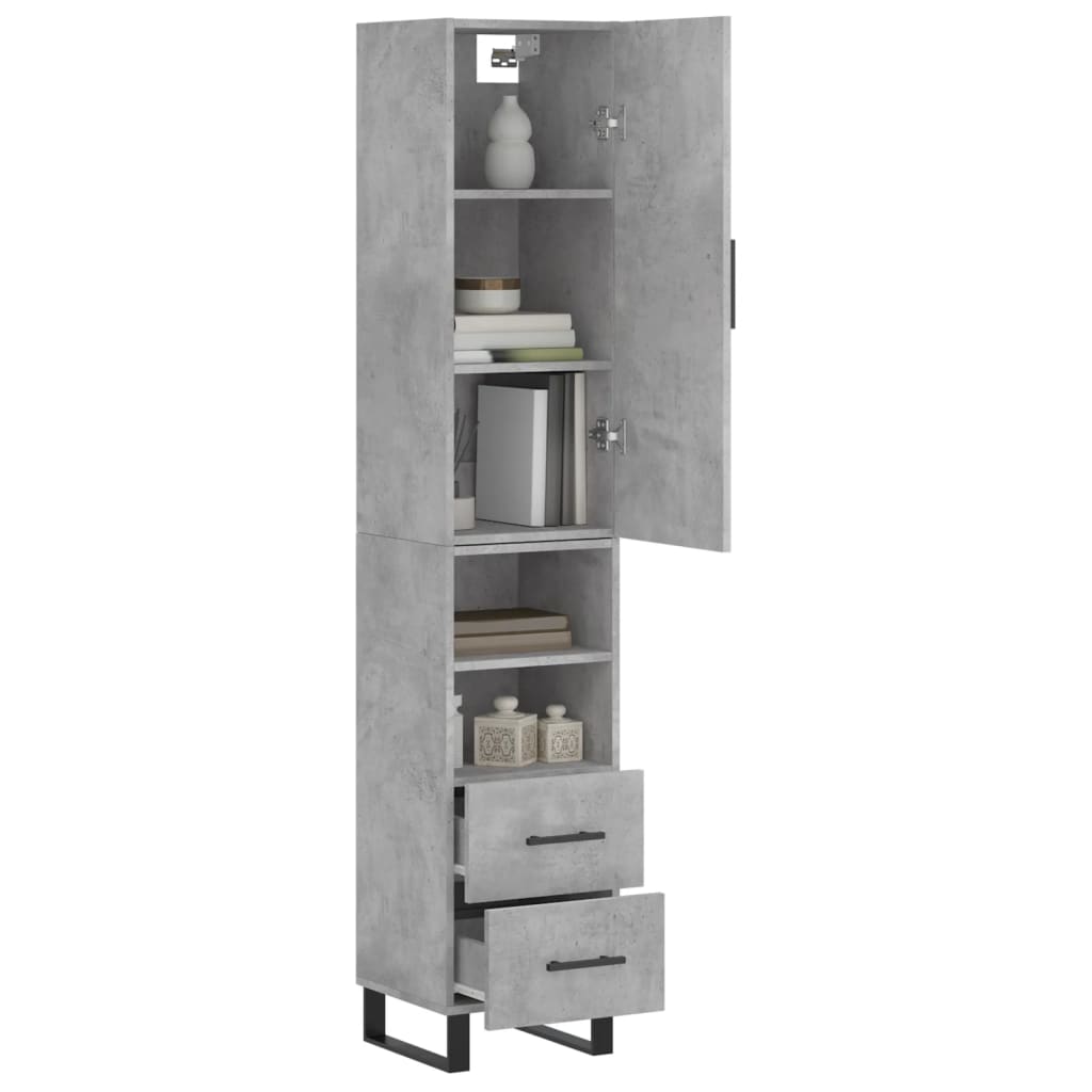 Buffet haut Gris béton 34,5x34x180 cm Bois d'ingénierie - XIOS