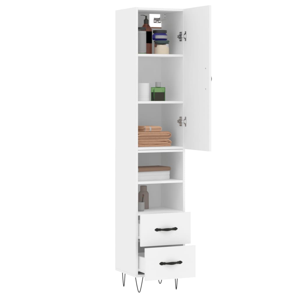 Buffet haut Blanc 34,5x34x180 cm Bois d'ingénierie - XIOS