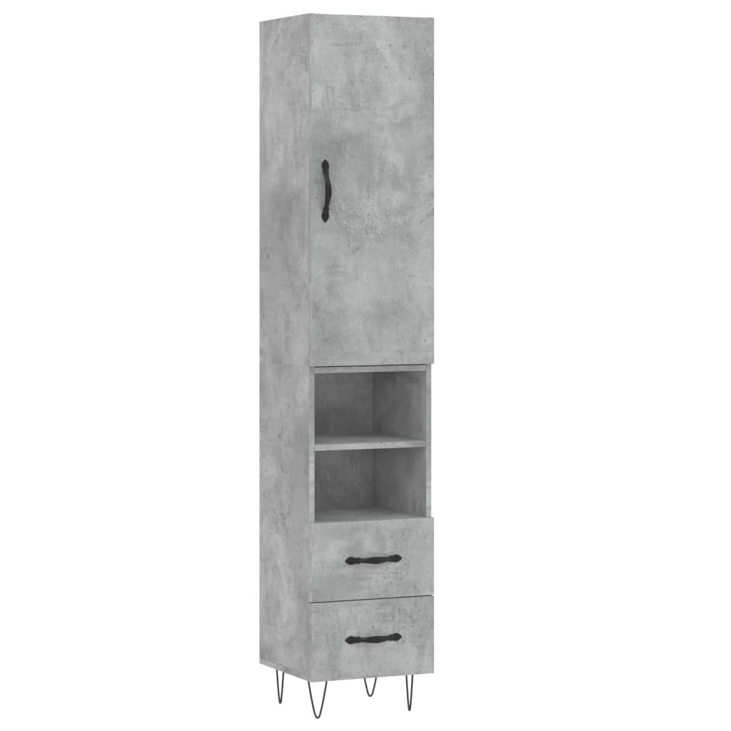 Buffet haut Gris béton 34,5x34x180 cm Bois d'ingénierie - XIOS