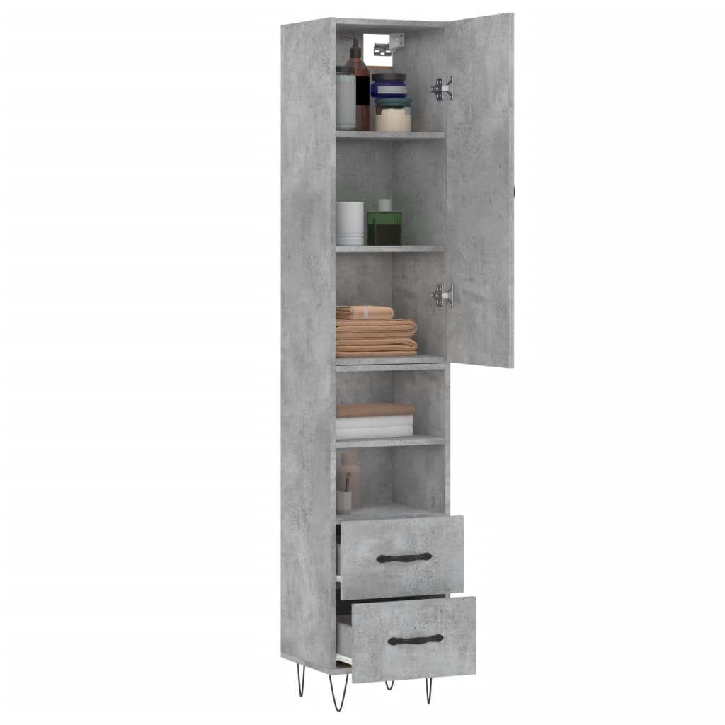 Buffet haut Gris béton 34,5x34x180 cm Bois d'ingénierie - XIOS