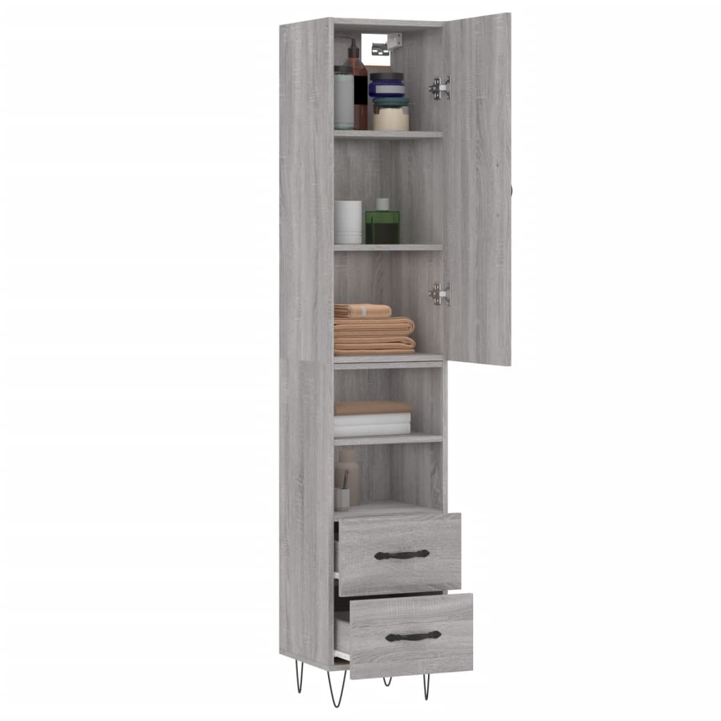 Buffet haut Sonoma gris 34,5x34x180 cm Bois d'ingénierie - XIOS