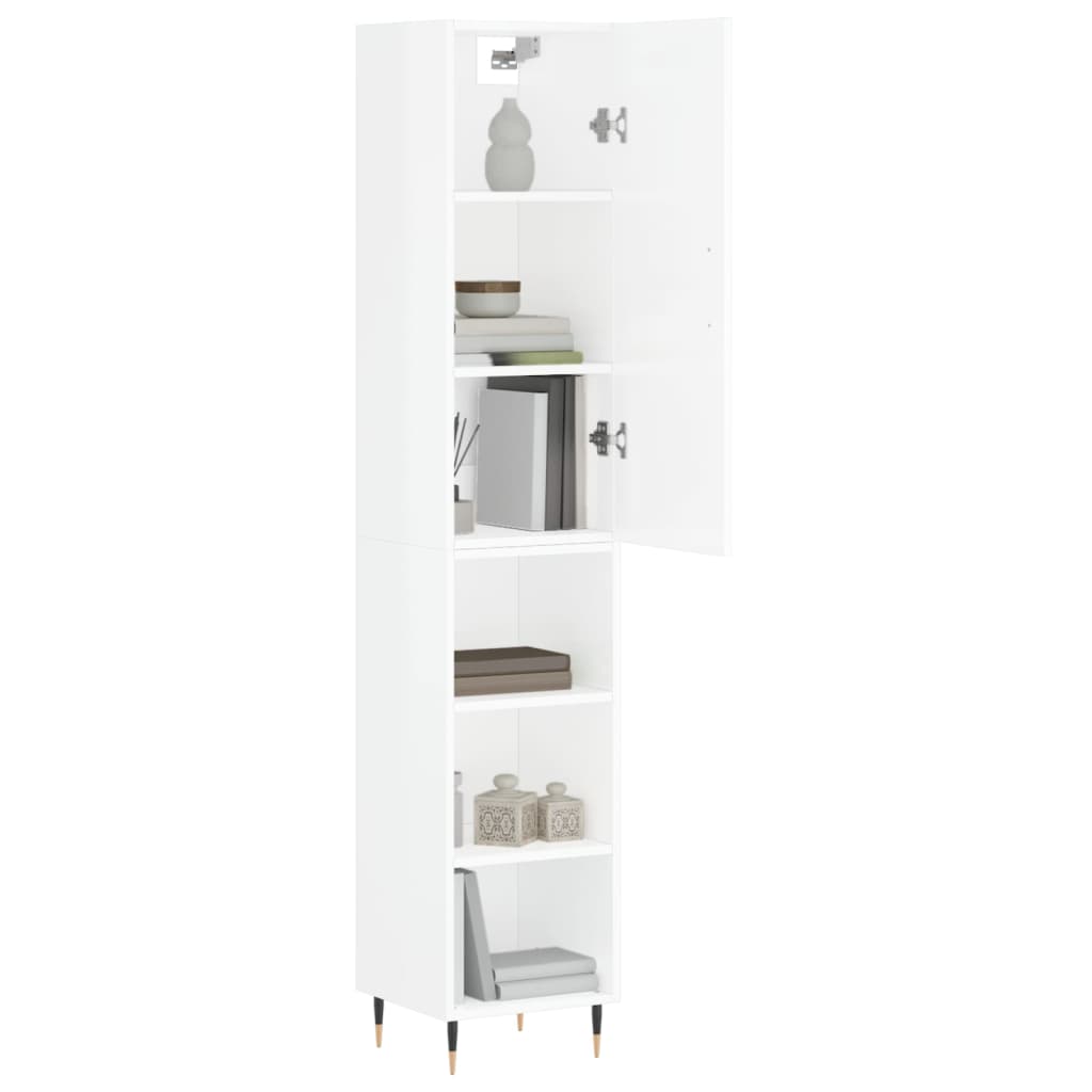 Buffet haut Blanc brillant 34,5x34x180 cm Bois d'ingénierie - XIOS