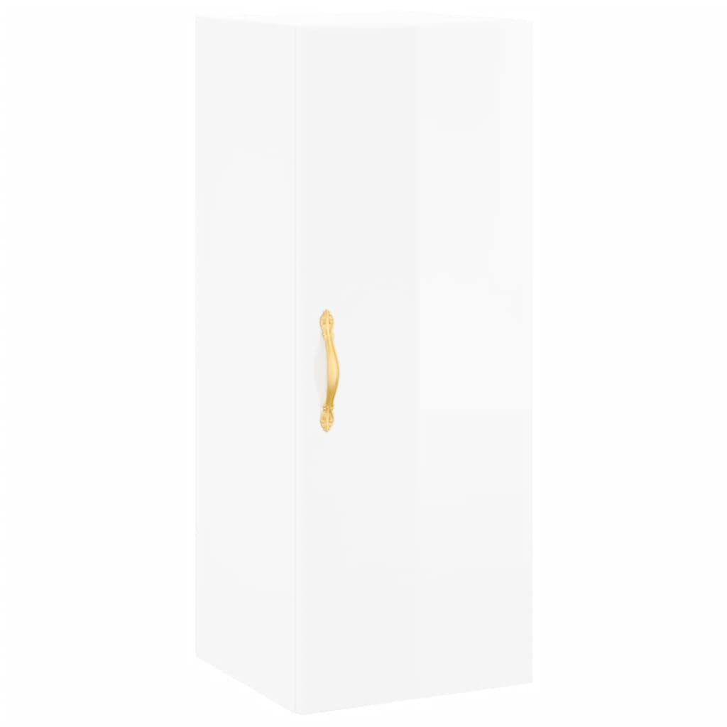 Buffet haut Blanc brillant 34,5x34x180 cm Bois d'ingénierie - XIOS