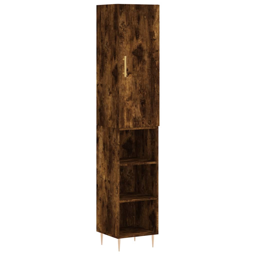 Buffet haut Chêne fumé 34,5x34x180 cm Bois d'ingénierie - XIOS