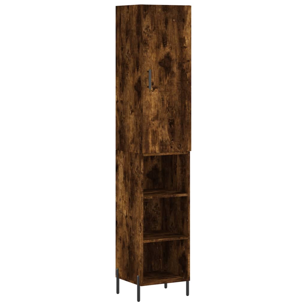 Buffet haut Chêne fumé 34,5x34x180 cm Bois d'ingénierie - XIOS