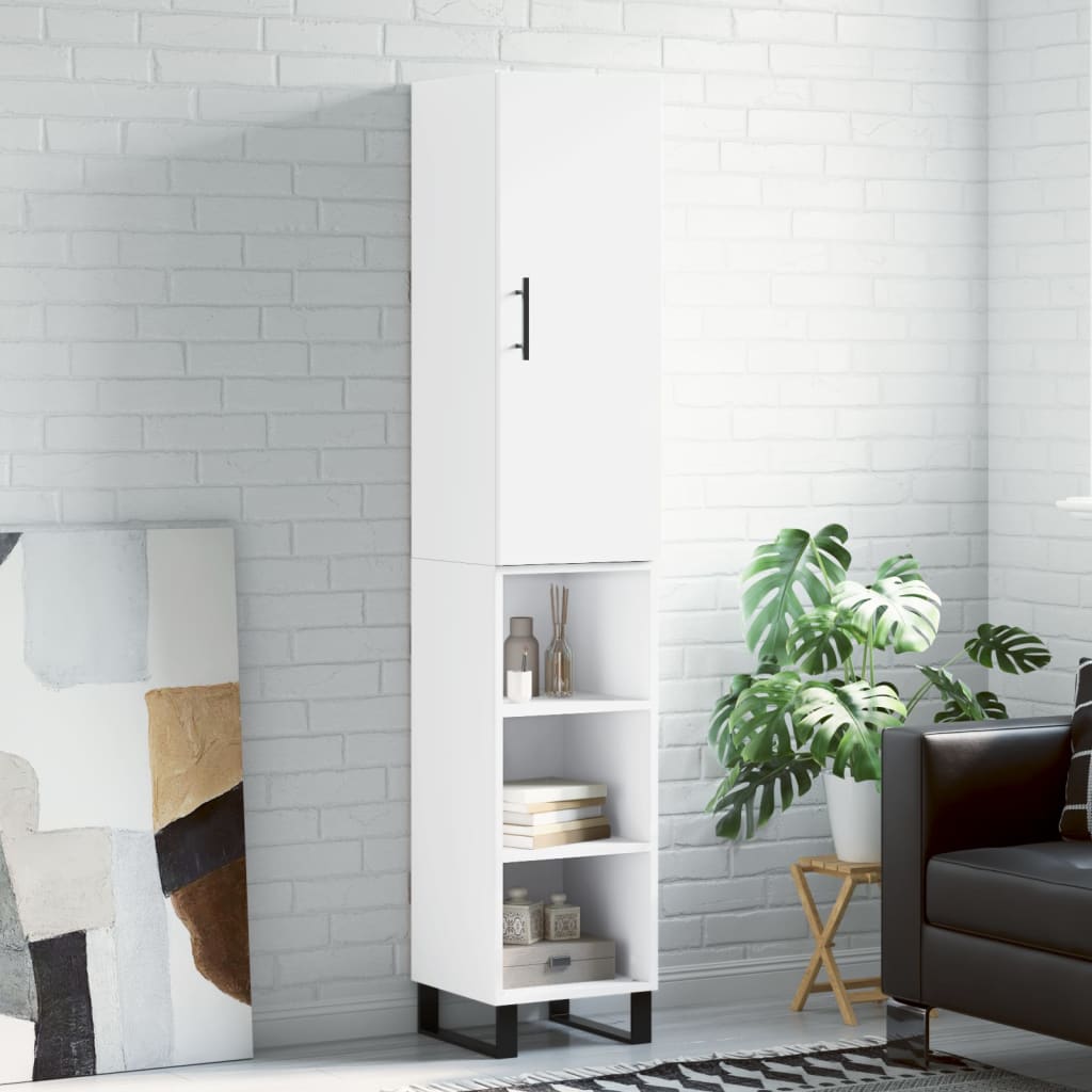 Buffet haut Blanc 34,5x34x180 cm Bois d'ingénierie - XIOS