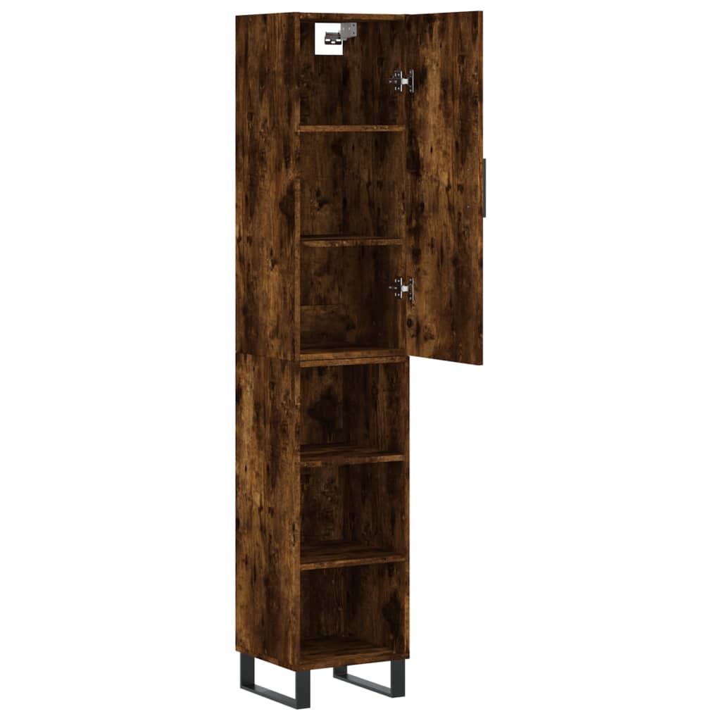 Buffet haut Chêne fumé 34,5x34x180 cm Bois d'ingénierie - XIOS