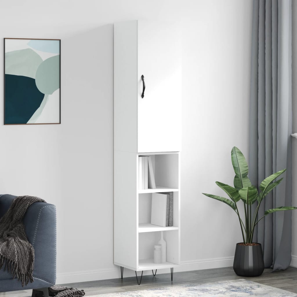 Buffet haut Blanc 34,5x34x180 cm Bois d'ingénierie - XIOS