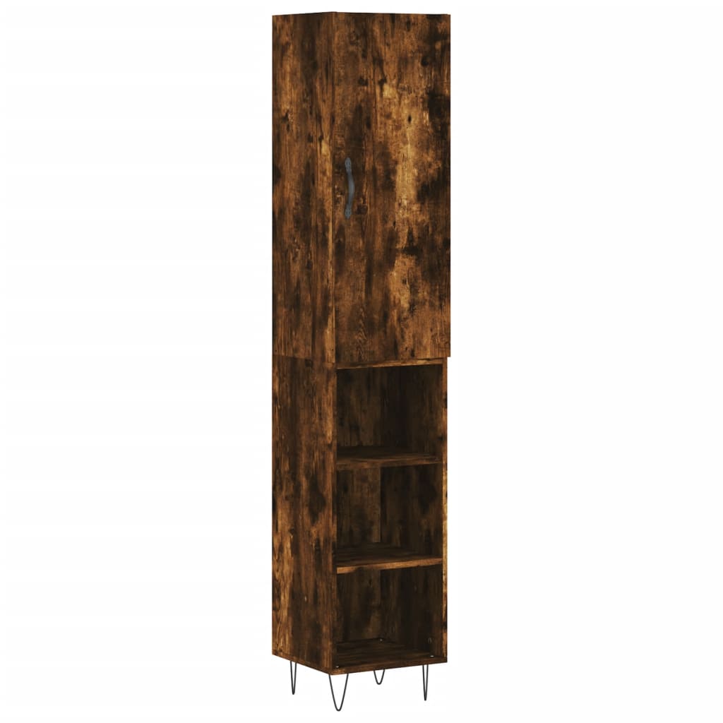 Buffet haut Chêne fumé 34,5x34x180 cm Bois d'ingénierie - XIOS