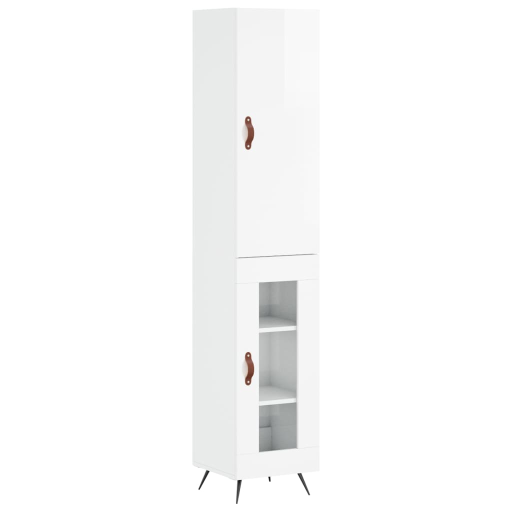 Buffet haut Blanc brillant 34,5x34x180 cm Bois d'ingénierie - XIOS
