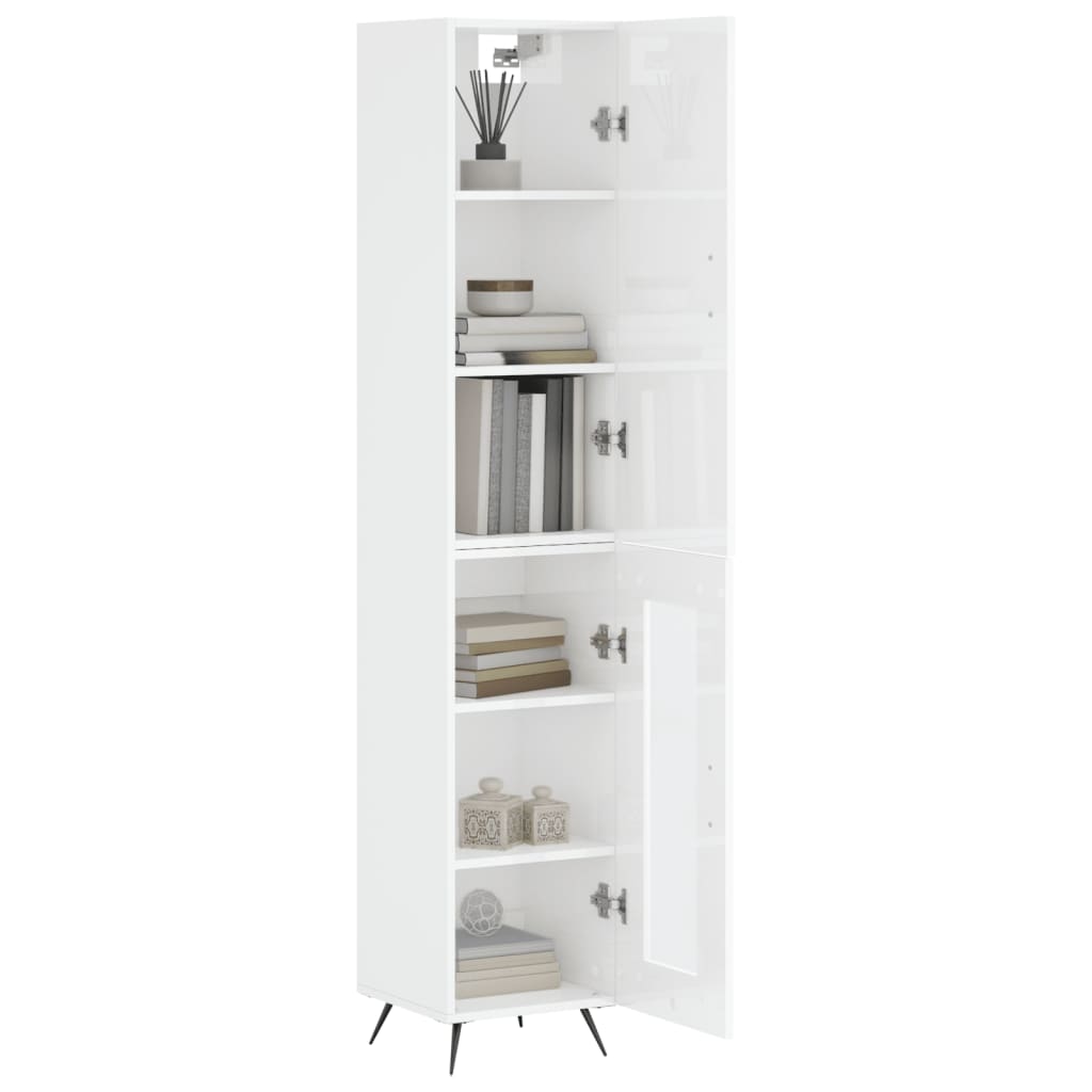 Buffet haut Blanc brillant 34,5x34x180 cm Bois d'ingénierie - XIOS