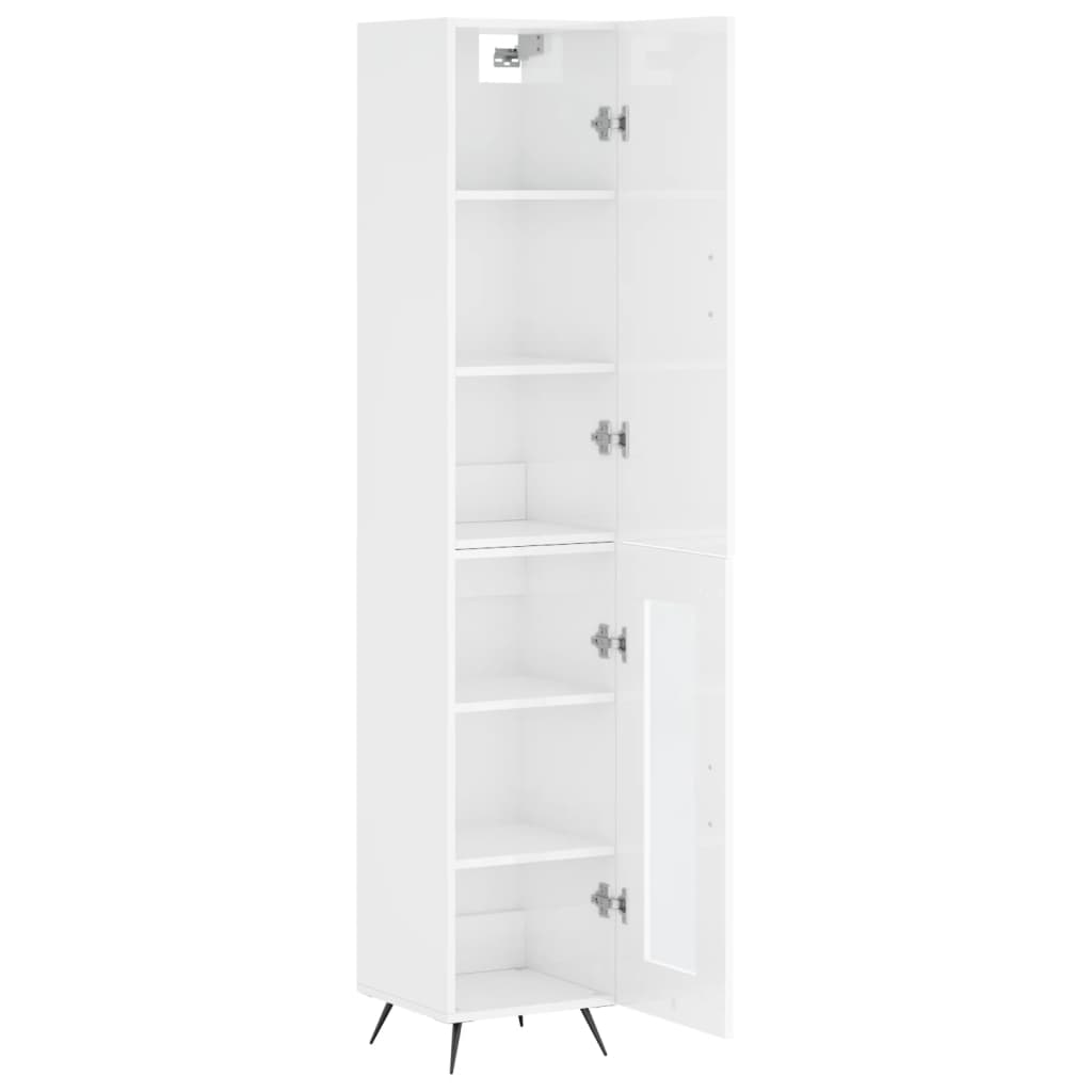 Buffet haut Blanc brillant 34,5x34x180 cm Bois d'ingénierie - XIOS