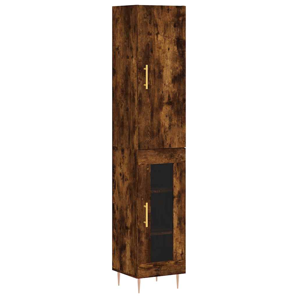 Buffet haut Chêne fumé 34,5x34x180 cm Bois d'ingénierie - XIOS