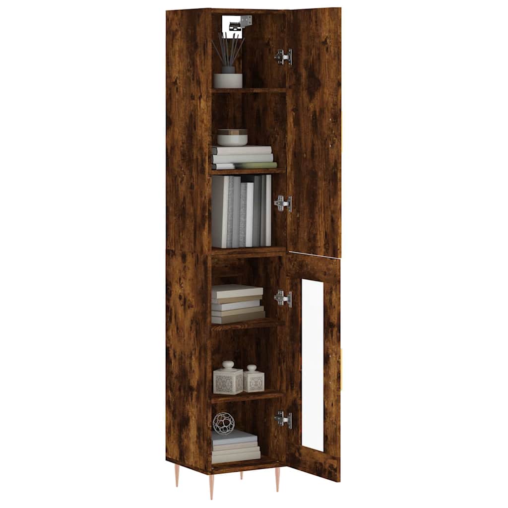 Buffet haut Chêne fumé 34,5x34x180 cm Bois d'ingénierie - XIOS