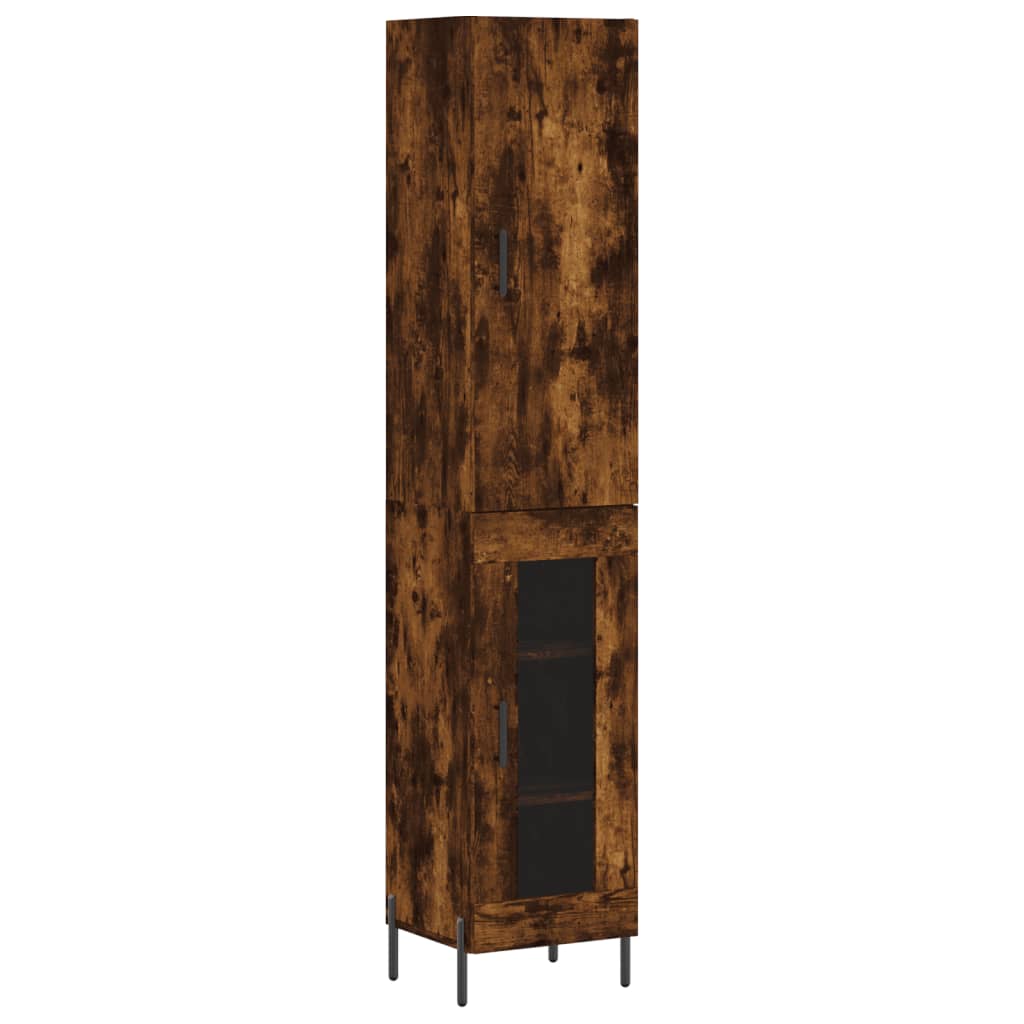 Buffet haut Chêne fumé 34,5x34x180 cm Bois d'ingénierie - XIOS