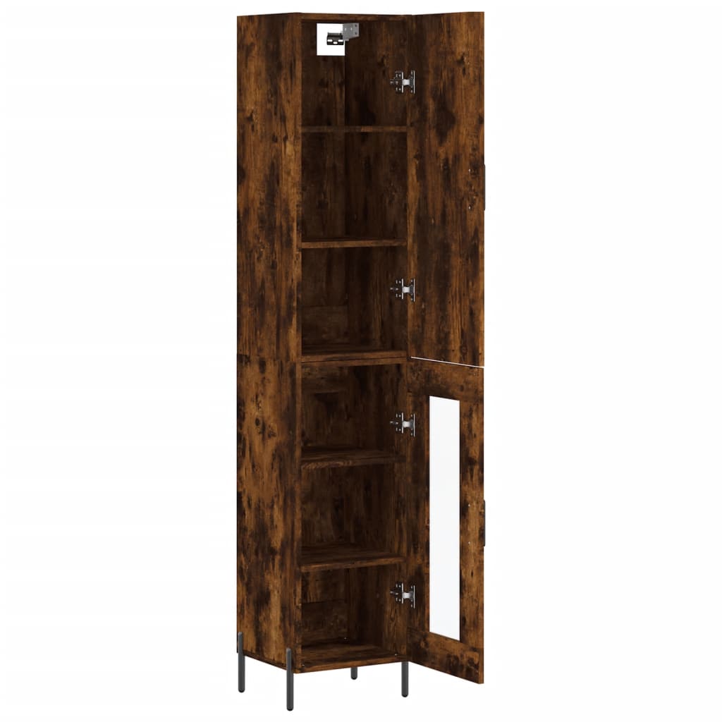 Buffet haut Chêne fumé 34,5x34x180 cm Bois d'ingénierie - XIOS