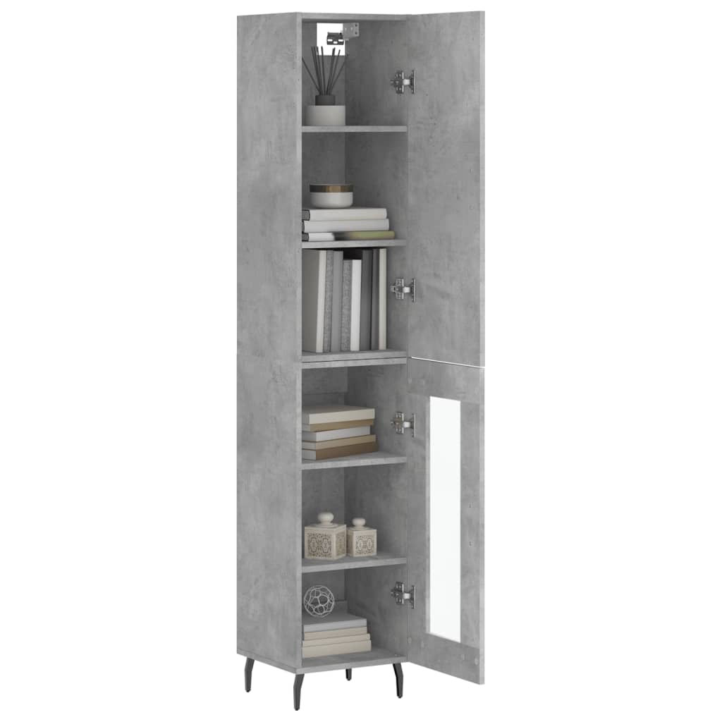 Buffet haut Gris béton 34,5x34x180 cm Bois d'ingénierie - XIOS