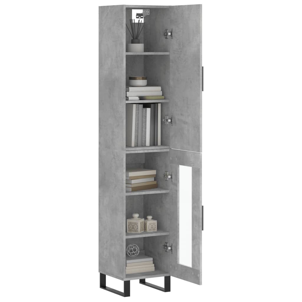 Buffet haut Gris béton 34,5x34x180 cm Bois d'ingénierie - XIOS