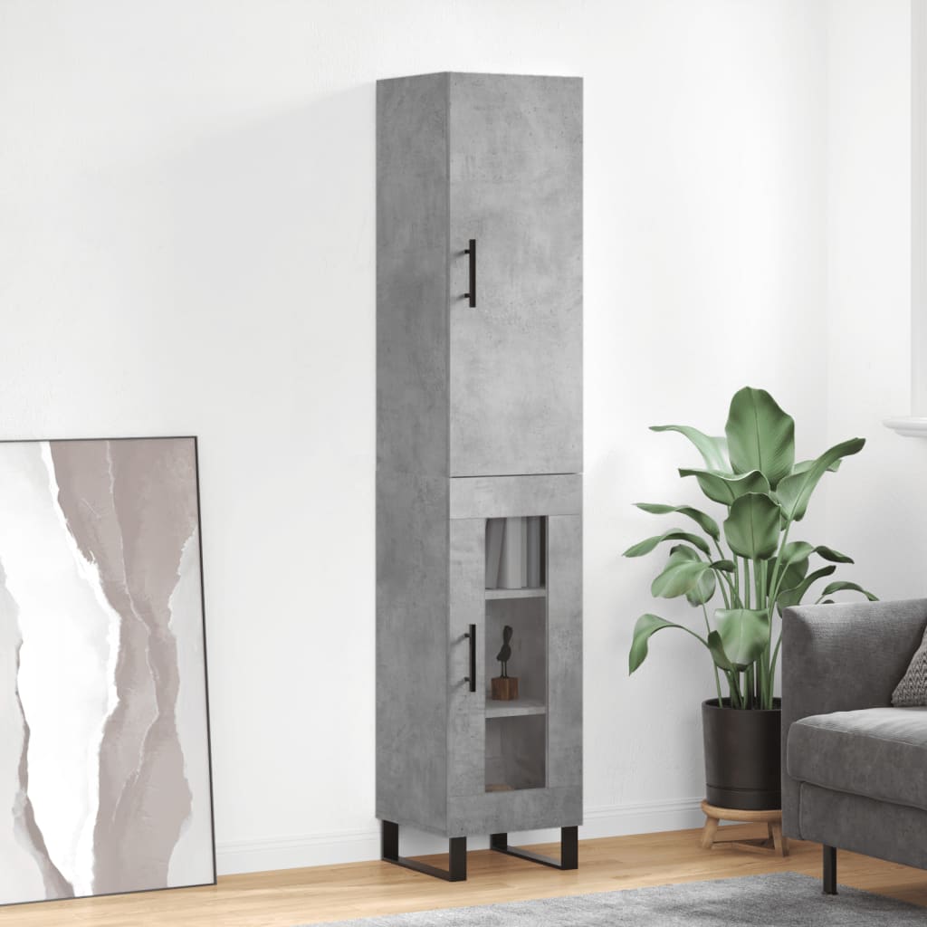 Buffet haut Gris béton 34,5x34x180 cm Bois d'ingénierie - XIOS