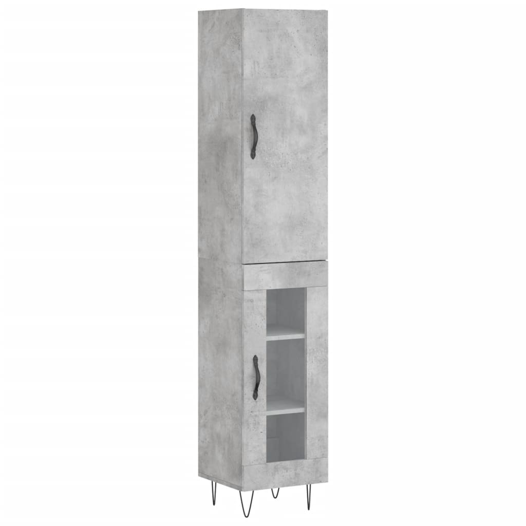 Buffet haut Gris béton 34,5x34x180 cm Bois d'ingénierie - XIOS