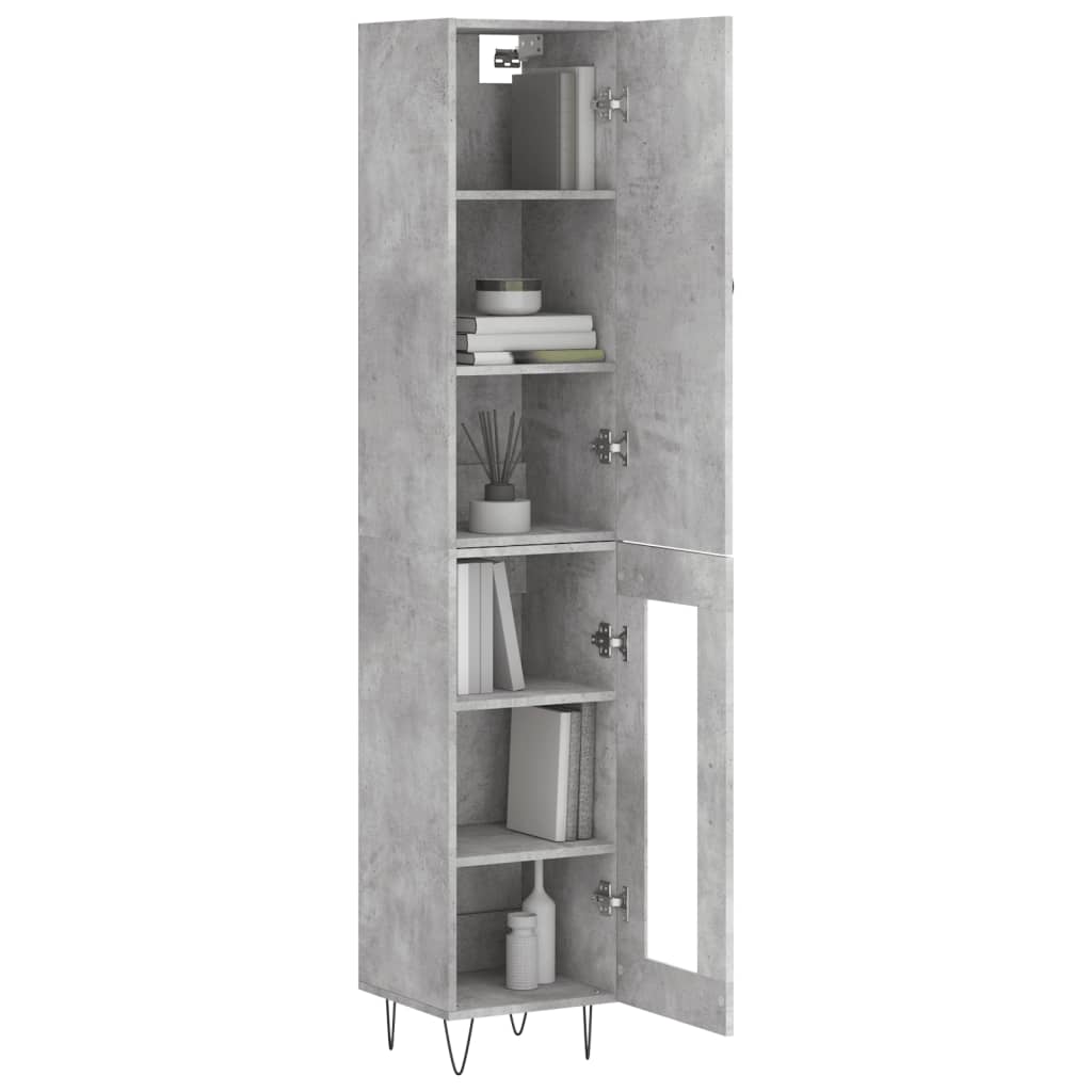 Buffet haut Gris béton 34,5x34x180 cm Bois d'ingénierie - XIOS