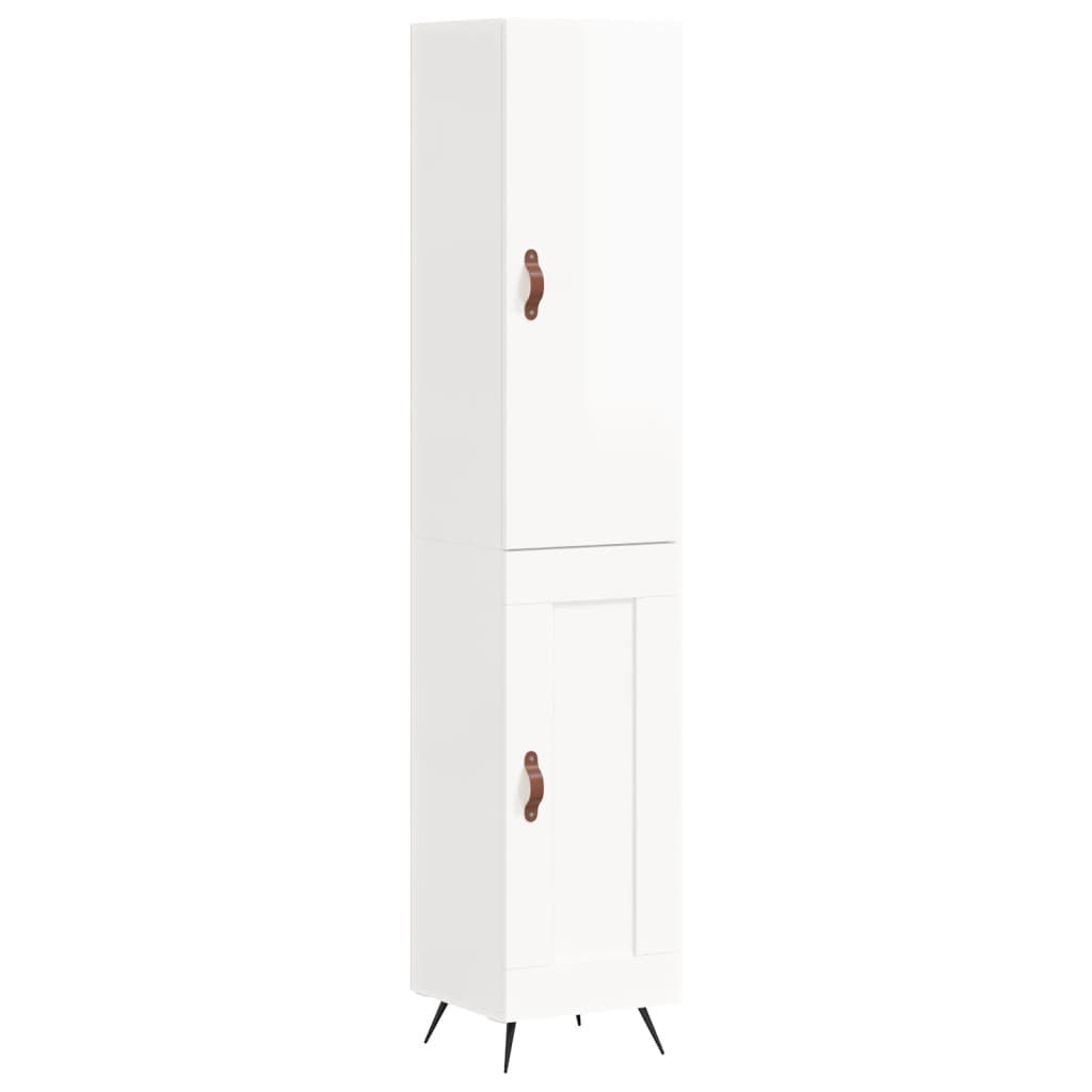 Buffet haut Blanc brillant 34,5x34x180 cm Bois d'ingénierie - XIOS